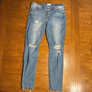 MOTHER Blue Skinny Jeans Distressed Casual